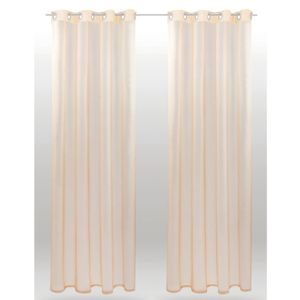 2er Pack Gardine Transparent Noella Ösen, Größe: 140 x 145cm (Beige)