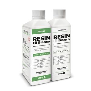 Weißes Zweikomponentenharz 1:1 FIL BIANCO, schnelle Aushärtung (15 Minuten), perfektes Finish, ideal für Harzkreationen, Dekorationen (1 kg)