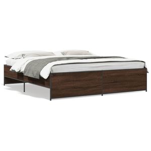 Hnedý dubový rám postele 180x200 cm Materiál na báze dreva Kov