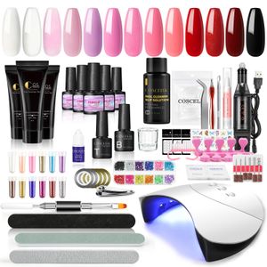 COSCELIA Polygel starter Set 3 Farben Poly Extension Gel Set und 10 Farben UV Nagellack set mit 36W UV/LED Nagellampe Gelnägel starterset