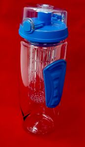 Trinkflasche mit Fruchteinsatz, Infuser, Sportflasche 1L. Blau