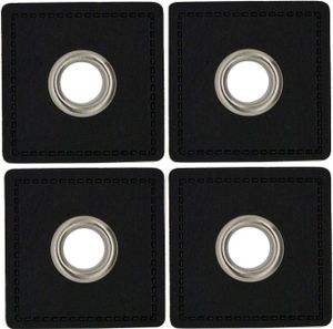 4 Metall-Ösen auf Kunstleder für Hoodies oder Taschen Ösenpatch, Farbwahl