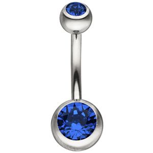 JOBO Bauchnabel Piercing Edelstahl mit SWAROVSKI® ELEMENTS blau