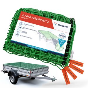 TRIBURG Anhängernetz mit Eckmarkierungen 1,5x2,2 m Ladungssicherung I Transportnetz I Anhängerzubehör