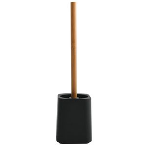 MSV® WC-Bürste „Kamla“, Toilettenbürste Garnitur, Ø10 x 38 cm, aus hochwertigem Kunstoff mit Bambus, matt schwarz
