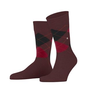 Burlington Herren Socken - Dundee, Rautenmuster, Kurzsocken, Wolle, One Size Rot/Schwarz 40-46