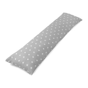 Seitenschläferkissen mit Bezug Baumwolle 40 x 145 cm - Komfortkissen Schlafkissen Seitenschläfer Body Pillow Seitenschlafkissen Weiße Sterne auf Grau