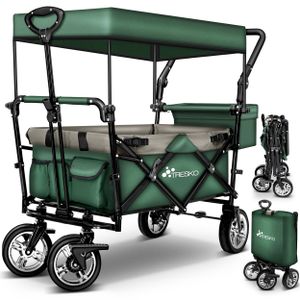 TRESKO Cart Green Skladací ručný vozík Skladací záhradný vozík so strechou Prepravný vozík XXL
