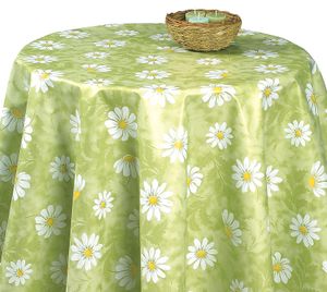 PVC Tischdecke Gänseblümchen grün weiß Wachstuch - Breite & Länge wählbar - abwaschbar - Kamille , Größe:130 x 200 cm