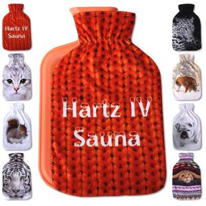 Wärmflaschenbezug mit Fotodruckbezug für alle gängigen 2 Liter Wärmflaschen, in vielen Variationen ( Auswahl: Hartz IV Sauna )