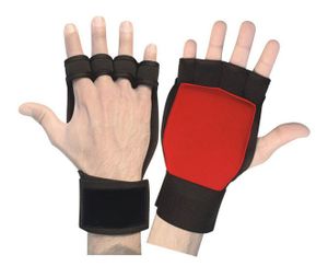Fitness Neopren Grips Handschuhe Gewichtheben Bodybuilding Gelpads Workout Training rot/schwarz