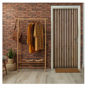 Türtapete Selbstklebend Türposter Holz Holzoptik - 91x211 cm einteilig - Fototapete für Tür Wohnzimmer Küche Badezimmer Türaufkleber Türfolie UV-Beständig Montagefertig