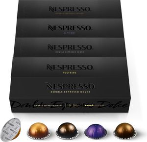 NESPRESSO VERTUO, Auswahl an Espresso (40ml) und Double Espresso (80ml) Kaffees, Leichte, mittlere und dunkle Röstungen, Kompatibel mit VERTUO Kaffeemaschinen, Kapsel Set aus 50 Kaffeekapseln NESPRESSO VERTUO, Auswahl an Espresso (40ml) und Double Espresso (80ml) Kaffees, Leichte, mittlere und dunkle Röstungen, Kompatibel mit VERTUO Kaffeemaschinen, Kapsel Set aus 50 Kaffeekapseln