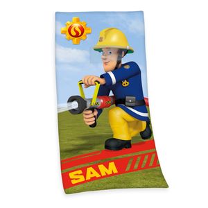 Feuerwehrmann Sam Badetuch / Strandtuch / Handtuch, 100% Baumwolle ( Velours ), 75x150 cm