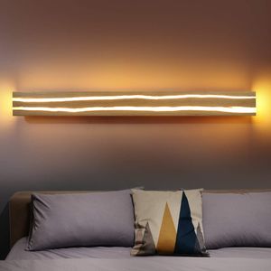 ZMH Holz Wandleuchte LED 16W 100CM Wandleuchte innen Holz Nachtlampe Nachtlampe warmweiß für Schlafzimmer