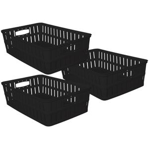 Aufbewahrungskorb 4L Rattan 3 Stück schwarz Organizer Kiste Korb Box Set Ordnungsbox Aufbewahrungskiste Aufbewahrungsbox
