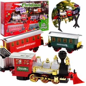 Moderná Hračkársky Osobné Vlak S Lokomotívou S Koľajnicami Vianočný Na Batérie