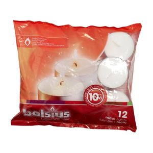 Bolsius 103631109300 Maxi Teelichter, weiß (12er Pack)