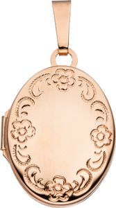 JOBO Medaillon oval Blumen Muster 925 Silber rotgold vergoldet zum Öffnen für 2 Fotos