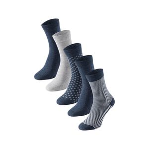 SCHIESSER Damen Socken - Bluebird, 5er Pack, Baumwollmix Grau/Blau 39-42