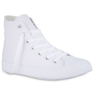 Mytrendshoe Męskie Trampki Wysokie Płócienne Trenerzy Sznurowane Buty Casualowe 826092, Kolor: Biały Biały, Rozmiar: 45