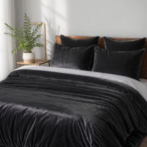 COZYOR Kuschel-Bettwäsche, plüsch, mit verstecktem Reißverschluss, 200x200cm+40x80cm, schwarz