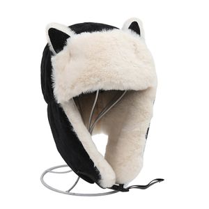 Uni Hut Russische Uschanka Trapper Winter Pelz Hut Kappe mit Ohr Klappe für Im Freien, warme Mütze mit Skimaske schwarz
