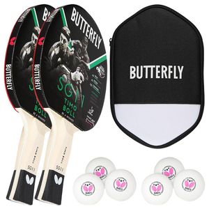 Butterfly 2x Timo Boll SG11 Tischtennisschläger + Tischtennishülle + 6x 40+ 3*** Tischtennisbälle | Tischtennisset Tischtennis Set TT Tabletennis