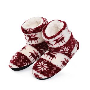 Damen Pelz Stiefeletten  Warme Baumwollstiefel Indoor Schuhe Mit Weicher Sohle,Farbe: Rotwein,Größe:39-41