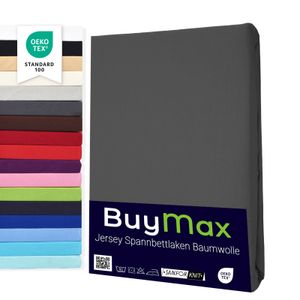 Kinder Jersey Spannbettlaken Spannbetttuch 100% Baumwolle Größe 70x140 cm,  Farbe Anthrazit