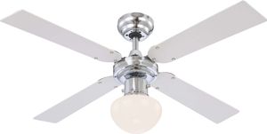 Globo Lighting ventilátor kovový chrómovaný, otočná lopatka, reťazový spínač, max. výkon motora 50 W, optimálne využitie miestnosti 15 m², chladenie, vykurovanie, stupne otáčok 90/150/210 ot/min, ø: 1050 mm, H: 405 mm, bez 1x E27 60W 230V