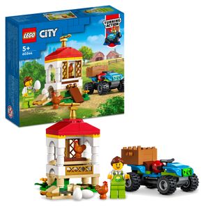 LEGO 60344 City Farm Hühnerstall, Bauernhof Spielzeug für Kinder ab 5 Jahre mit Tierfiguren, Quad und Bäuerin-Minifigur