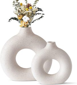 Dekovase (2 St), Keramik Vase, Vasen matt, Pampasgras-Vase, L+M