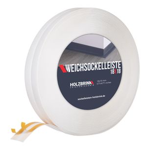 HOLZBRINK Weichsockelleiste selbstklebend, Weiß, Knickleiste aus PVC, 18x18mm, 10 Meter