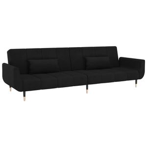 vidaXL Schlafsofa 2-Sitzer mit 2 Kissen Schwarz Samt