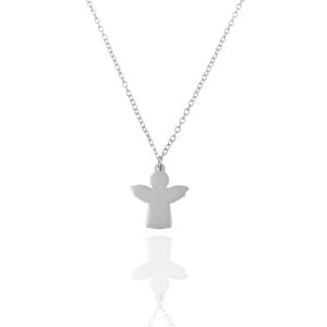 Silberhalskette – engel 12*14 mm – rhodiniertes silber