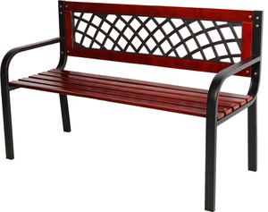 Linder Exclusiv Gartenbank 2-Sitzer Sitzbank aus Holz-Metall Parkbank bis 150Kg mit Rückenlehnen Gartenmöbel Holzbank MC4412 118x52x74 cm