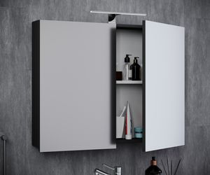VCM koupelnové zrcadlo nástěnné zrcadlo závěsné zrcadlo koupelnová zrcadlová skříňka Badinos 59 x 60 cm černá