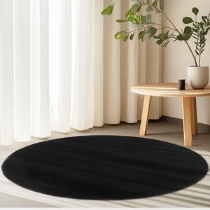 Homebyhome Kurzflor Teppich Einfarbig Waschbar, Weich & Rutschfest für Wohnzimmer & Schlafzimmer, Grösse 80 cm Rund