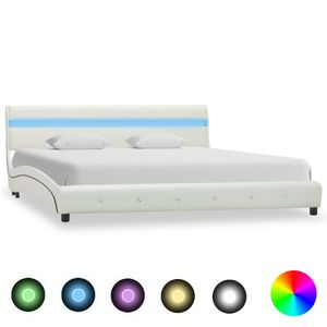 Klassische Bett Klassische Betten mit LED Weiß Kunstleder 150x200 cm  HOMMIE5414123
