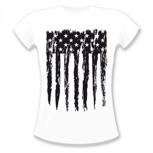 USA-Flagge T-Shirt Damen I USA Amerika Shirt Stars and Stripes I  Shirt weiß Größe - M