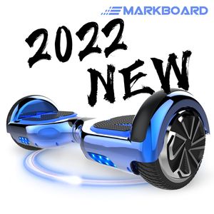 MARKBOARD Hoverboard,Elektro Scooter 6,5 LED E-Balance Scooter mit Motorbeleuchtung E-Skateboard Elektroroller Bluetooth LED  chrome blau