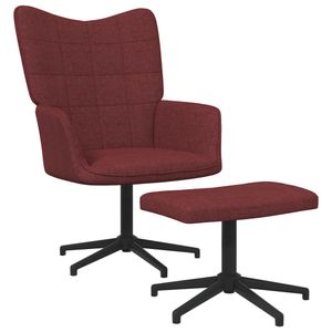 vidaXL Relaxsessel mit Hocker Weinrot Stoff
