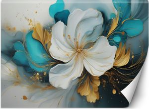 Vlies fototapete Abstrakte Blume Türkis 300x210 cm Feeby Türkis inkl. Kleber einfache Montage