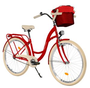 Milord Komfort Fahrrad Mit Korb Damenfahrrad Citybike, 28 Zoll, Rot, 1 Gang