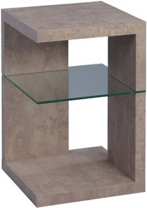 Beistelltisch/Nachttisch Domingo in grau -Nachbildung Betonoptik, Holz - 40 x 40 x 60 cm