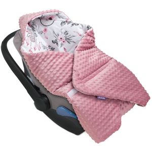JUKKI® Baby EINSCHLAGDECKE 90x90 cm MINKY mit Kapuze [Summer Dream] für Babyschale Decke Kinderwagen Kindersitz EU
