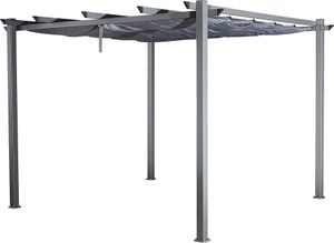 Pavillon 3x4 Pergola 3x4 aus Aluminium Gartenpavillon Luxor 4x3 m anthrazit mit wasserabweisendem verschiebbaren Stoffdach