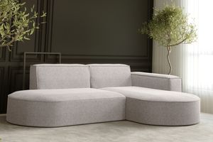 Kaiser Möbel Ecksofa, Sofa L form, Couch L form MODENA L STUDIO stoff Neve Beige Rechts