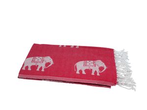 Hamamtuch Pestemal rot weiß | mit kleinen Elefanten ca. 95x175 cm